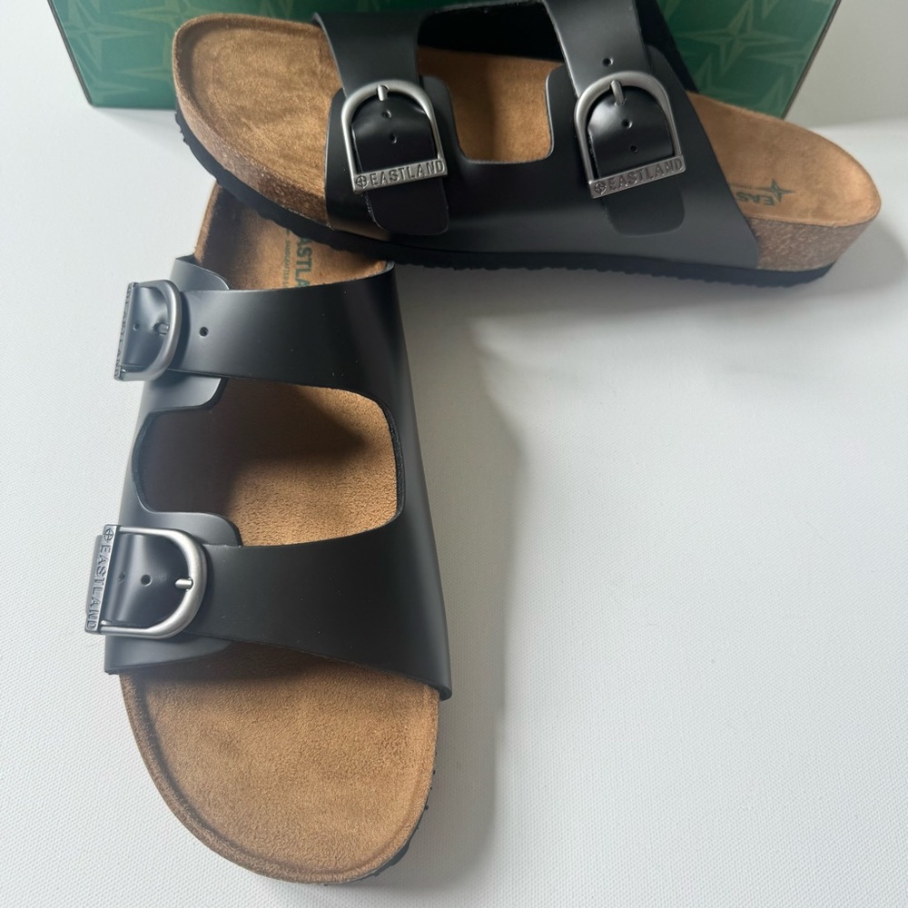 Eastland Black Cambridge Leather Sandals Men’s Size 10 NEW with box - Picture 8 of 9